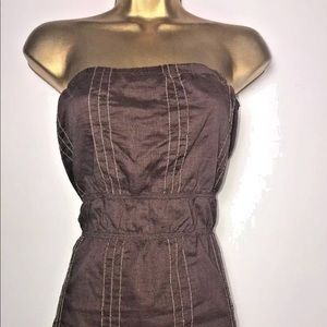 Split Dress Juniors Summer Strapless Brown Small